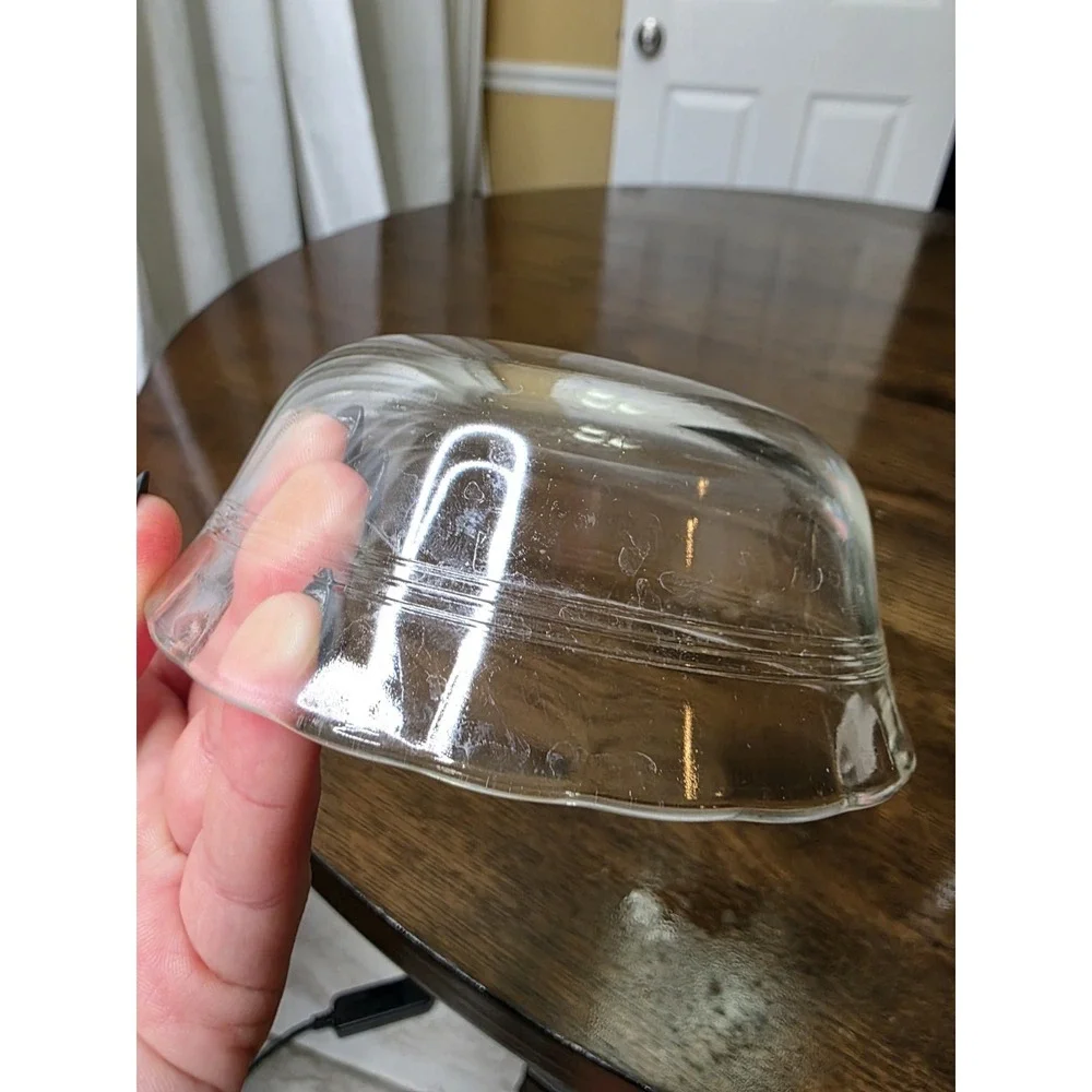 Vintage Corning Pyrex Scalloped 3 Ring Clear‎ Glass 464 Custard Cup Ramekin 10oz